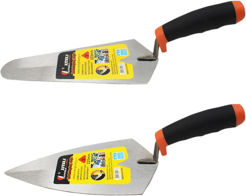 ESreake 2 Pcs Pointing Trowel and Gauging Trowel Set,9" Masonry Hand Tool Set with Soft Grip Handle,Margin Trowels Bricklaying Trowels Building Products (9 Inch) - Image 1